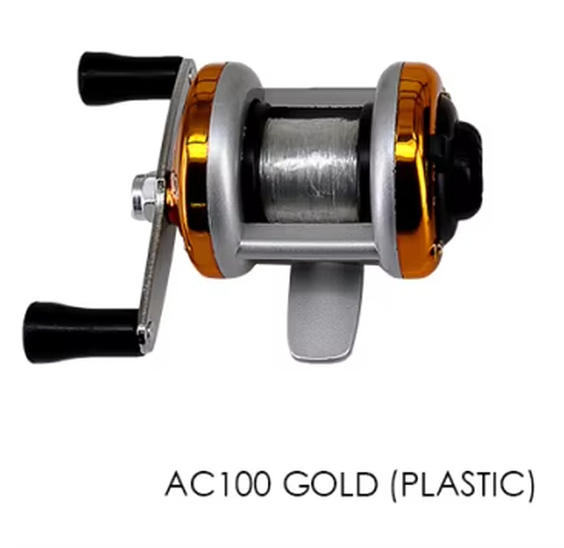 Mini Metal/Plasticl Drum Fishing Wheel Portable Winter Ice Fishing Reel Wheel with Wire Outdoor Tackle Fishing Accessories